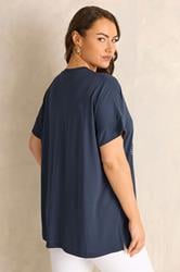 EVANS Plus Size Navy Blue 'Soleil & Mar' Slogan Print T-Shirt | Evans 4