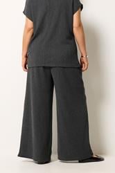 YOURS Plus Size Grey Wide Leg Textured Trousers | Yours Clothing 2