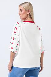 LIMITED COLLECTION Plus Size White Cherry Print T-Shirt | Yours Clothing 2