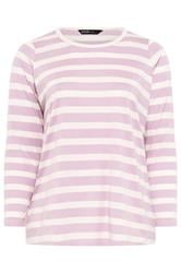 YOURS Curve Pink Stripe Long Sleeve T-Shirt