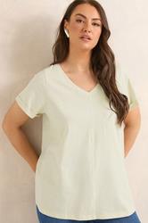 EVANS Plus Size Natural V-Neck Cotton T-Shirt | Evans 3