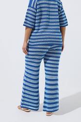 LIMITED COLLECTION Plus Size Blue Stripe Knitted Trousers | Yours Clothing 2