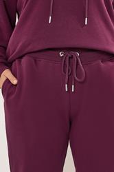 YOURS Plus Size Burgundy Red Tie Cuffed Joggers | Yours Clothing 4