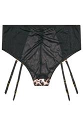 YOURS Plus Size Black Leopard Mesh Suspender Briefs | Yours Clothing 6