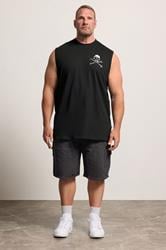 BadRhino Big & Tall Black Extra Long Skull & Crossbones Graphic Muscle Vest | BadRhino 1