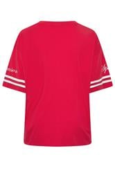 YOURS Plus Size Red 'Milano' Boxy Varsity T-Shirt | Yours Clothing 7