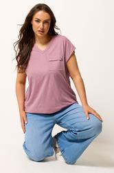 YOURS Plus Size Pink Stud Pocket T-Shirt | Yours Clothing 3
