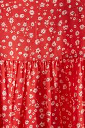 Plus Size Red Daisy Print Dipped Hem Peplum Top | Yours Clothing 6