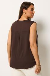 YOURS Plus Size Brown Notch Neck Swing Blouse | Yours Clothing 2