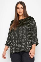 Evans Baptiste Black Button Sleeve Blouse 1