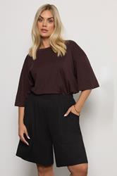 YOURS Plus Size Black Jersey Pull On Shorts | Yours Clothing 1