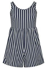 YOURS Curve Navy Blue Stripe Textured Playsuit