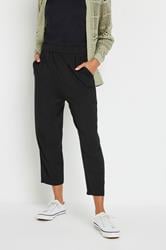 M&Co Black Elasticated Waist Cropped Hareem Trousers | M&Co 1