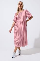 LIMITED COLLECTION Plus Size Pink Stripe Peplum Dress | Yours Clothing 3