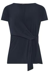 LTS Tall Navy Blue Tie Detail Top