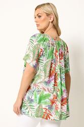 YOURS Plus Size White Tropical Pintuck Blouse | Yours Clothing 2
