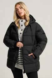 YOURS Plus Size Black Short Padded Coat | Yours Clothing 3