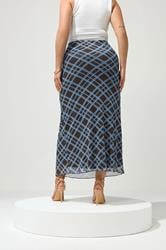 YOURS LONDON Plus Size Brown & Blue Check Maxi Skirt | Yours Clothing 4