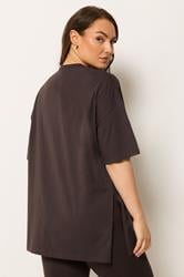 YOURS Plus Size Chocolate Brown Longline T-Shirt | Yours Clothing 4