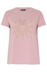 YOURS Curve Pink Beaded Daisy T-Shirt