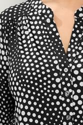 YOURS Plus Size Black Polka Dot Half Placket Shirt | Yours Clothing 4