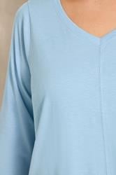 EVANS Plus Size Sky Blue V-Neck Cotton Top | Evans 4