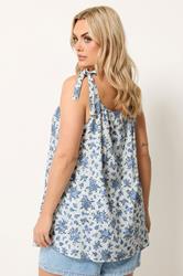 YOURS Plus Size White Polka Dot Floral Strappy Vest Top | Yours Clothing 2