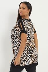 YOURS Plus Size Black Leopard Print Eyelet Top | Yours Clothing 2