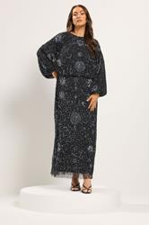 Niimee Curve Black Embellished Long Sleeve Dress 3