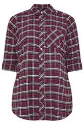 YOURS Curve Burgundy Red Check Boyfriend Shirt