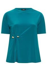 LTS Tall Teal Blue Metal Detail Oversized T-Shirt