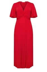 YOURS LONDON Curve Red Knot Pleated Maxi Dress
