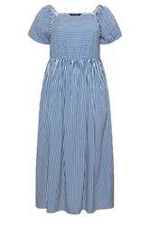 LIMITED COLLECTION Plus Size Blue Stripe Puff Sleeve Dress | Yours Clothing 5