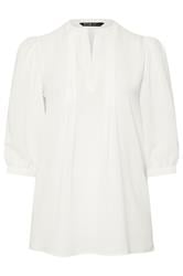 YOURS Curve White Woven Check Pintuck Blouse