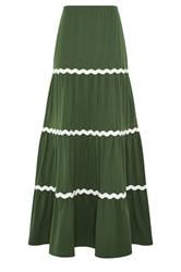 LTS Tall Khaki Green Contrast Swirl Cotton Maxi Skirt