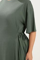 YOURS Plus Size Khaki Green Front Tie Midi Dress | Yours Clothing 4