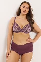 YOURS Plus Size Purple Embroidered Floral Non-Padded Bra | Yours Clothing 1
