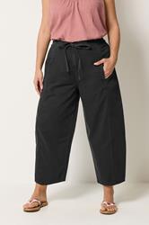 YOURS Plus Size Washed Black Crop Barrel Jeans | Yours Clothing 3
