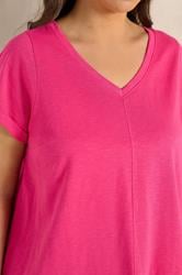 EVANS Plus Size Hot Pink Cotton T-Shirt | Evans 4