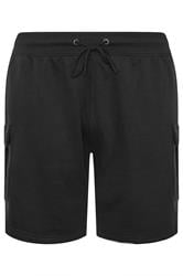 D555 Big & Tall Black Elastic Waist Cargo Shorts