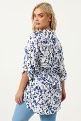 YOURS Plus Size Blue Floral Sequin Pintuck Blouse | Yours Clothing 2