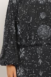 Niimee Curve Black Embellished Long Sleeve Dress 4
