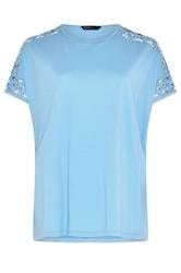 YOURS Curve Blue Crochet Sleeve Boxy T-Shirt