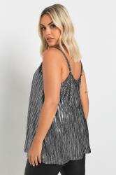 YOURS Plus Top Silver Plisse Metallic Cami Top | Yours Clothing 4