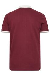 BadRhino Big & Tall Wine Red Mini Check Tipped Polo Shirt | BadRhino 6