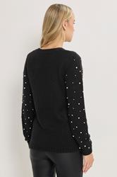 LTS Tall Black Stud Crew Neck Jumper | Long Tall Sally 2