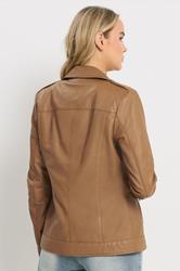 LTS PREMIUM Tall Women's Camel Brown Leather Biker Jacket | Long Tall Sally 4