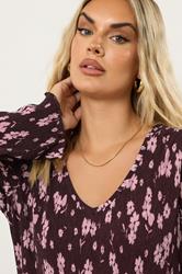 YOURS Plus Size Rust Orange Floral Print Plisse Tunic Top | Yours Clothing 4