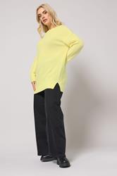 YOURS Plus Size Butter Yellow Drop Shoulder Jumper | Yours Clothing 1