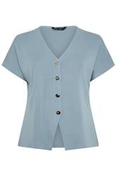 LIMITED COLLECTION Curve Blue Short Sleeve Compact Knitted Top